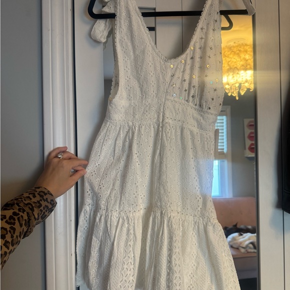 Cara Sequin Eyelet Cotton Cover-Up Mini Sundress - Picture 5 of 7